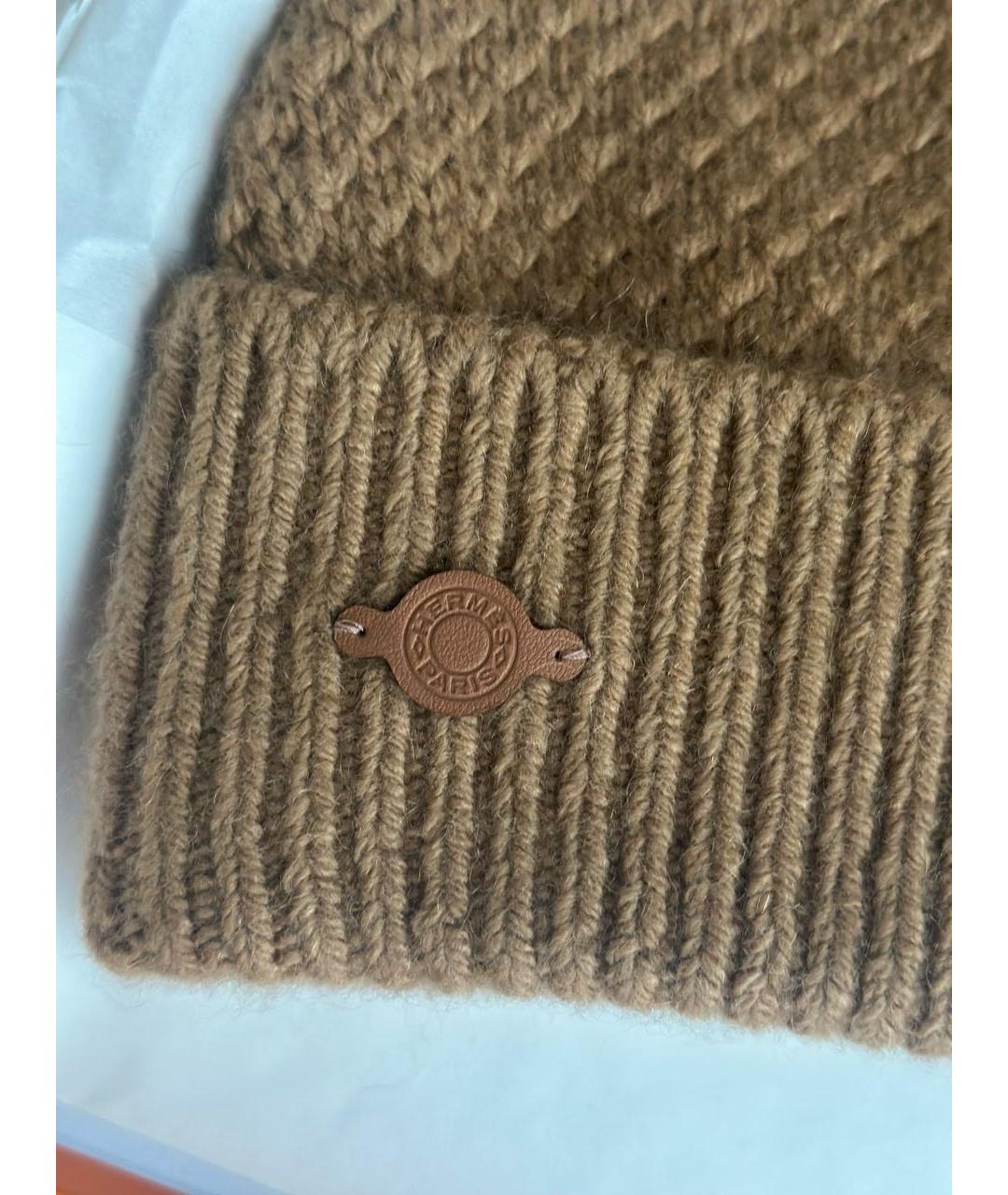HERMES Коричневая кашемировая шапка, фото 3