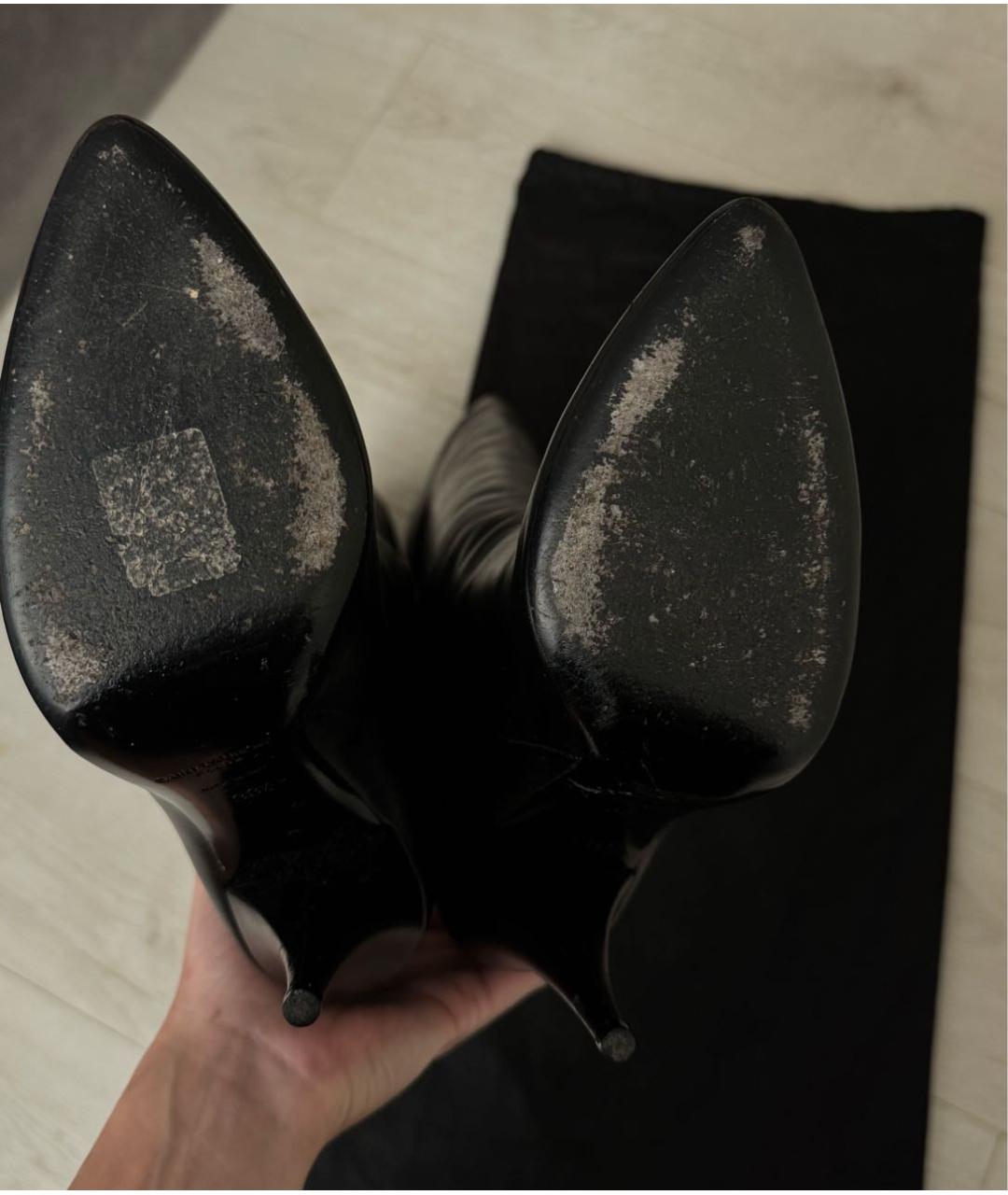 SAINT LAURENT Черные кожаные ботфорты, фото 5