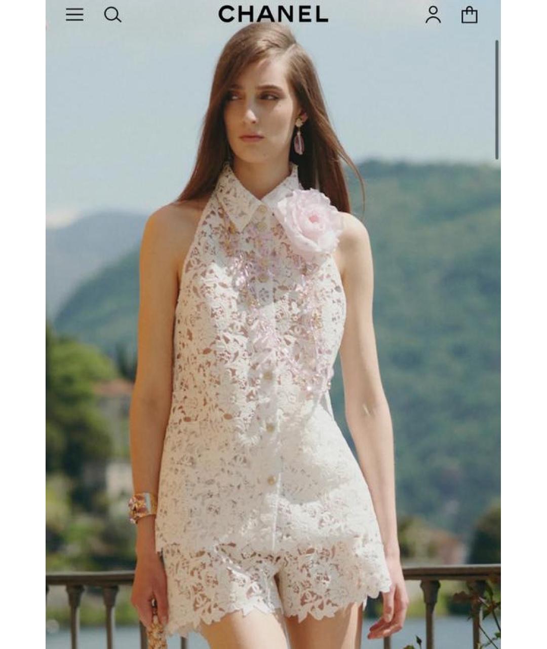 CHANEL Белая кружевная блузы, фото 8