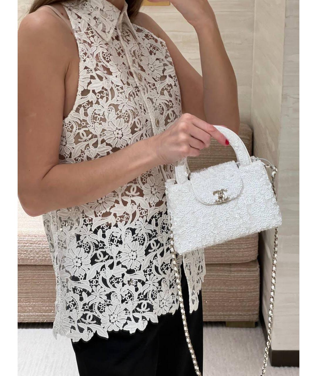 CHANEL Белая кружевная блузы, фото 4