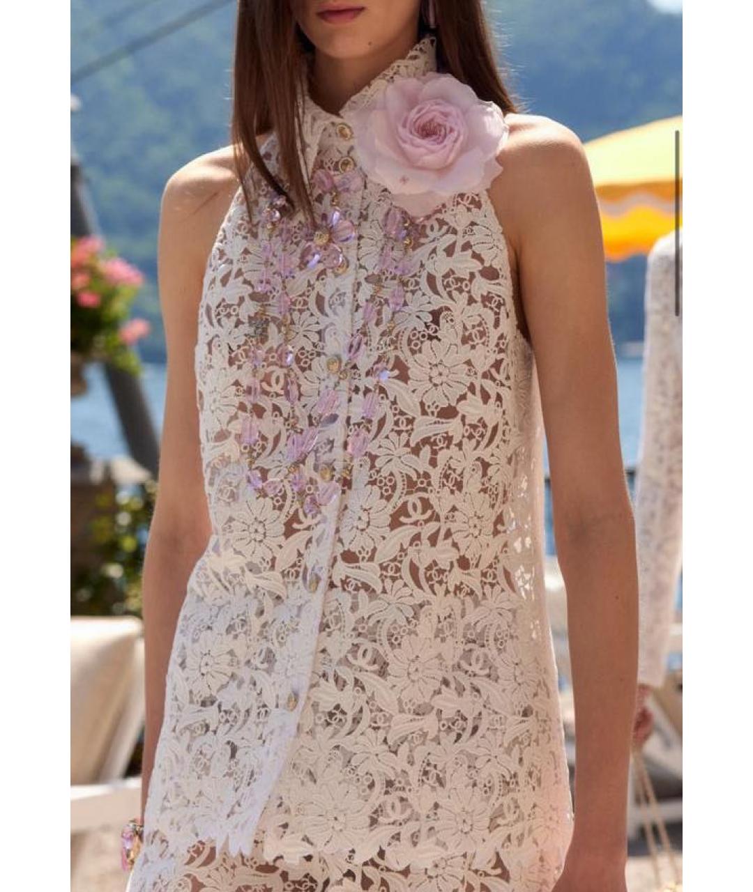 CHANEL Белая кружевная блузы, фото 5