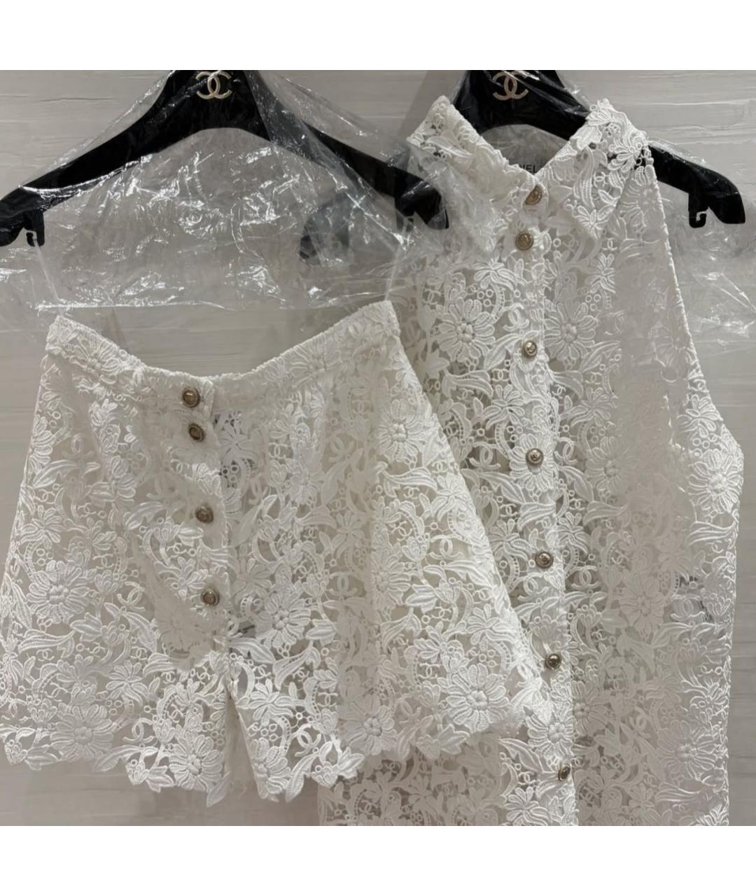 CHANEL Белая кружевная блузы, фото 7