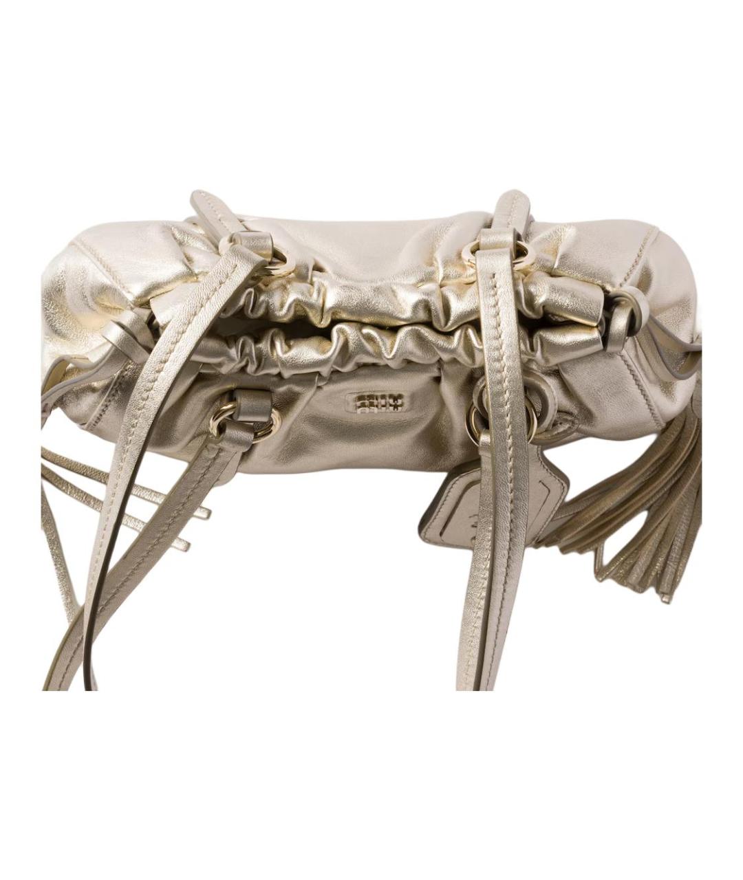 MIU MIU Бежевая кожаная сумка через плечо, фото 5