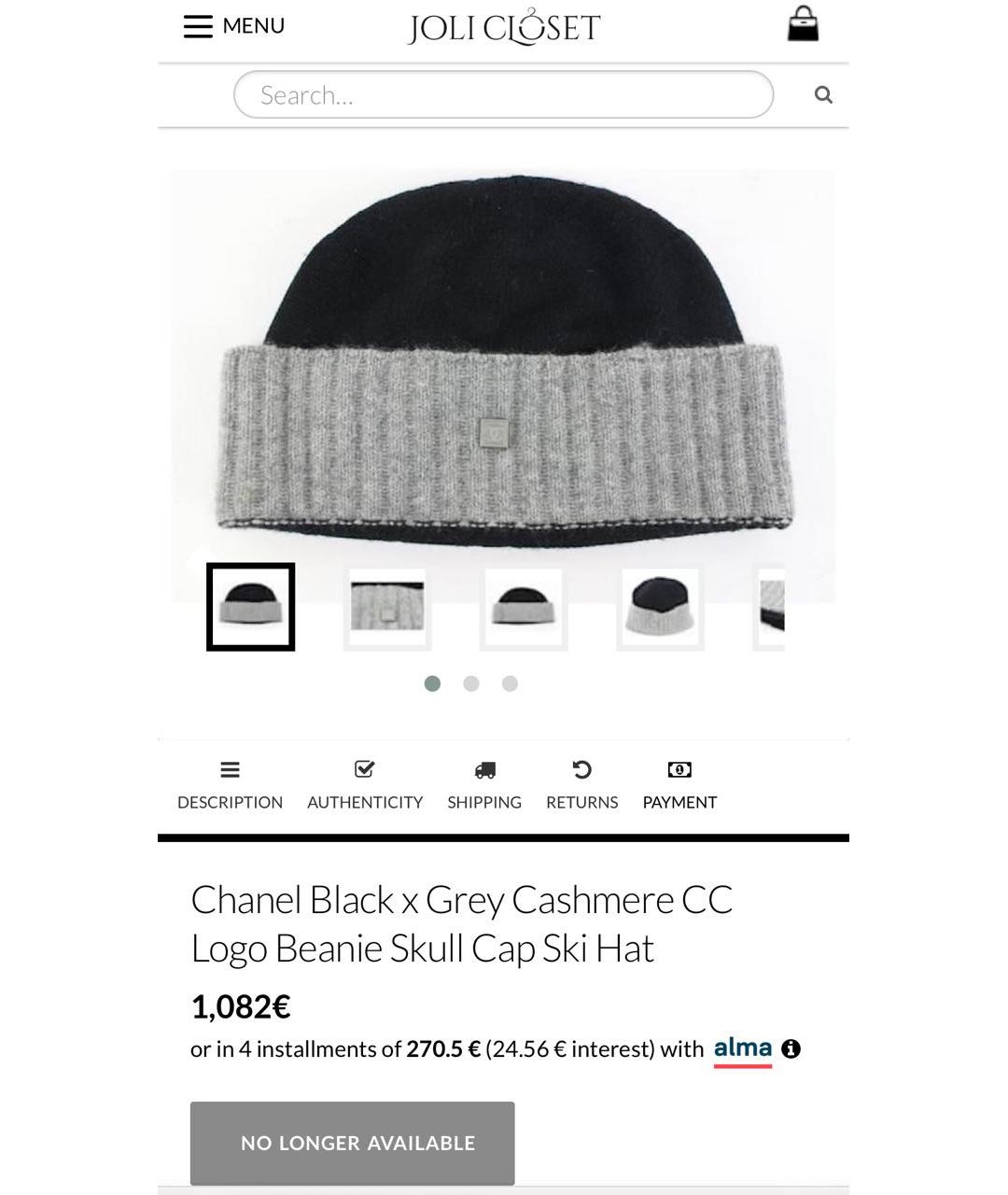 CHANEL Черная кашемировая шапка, фото 5