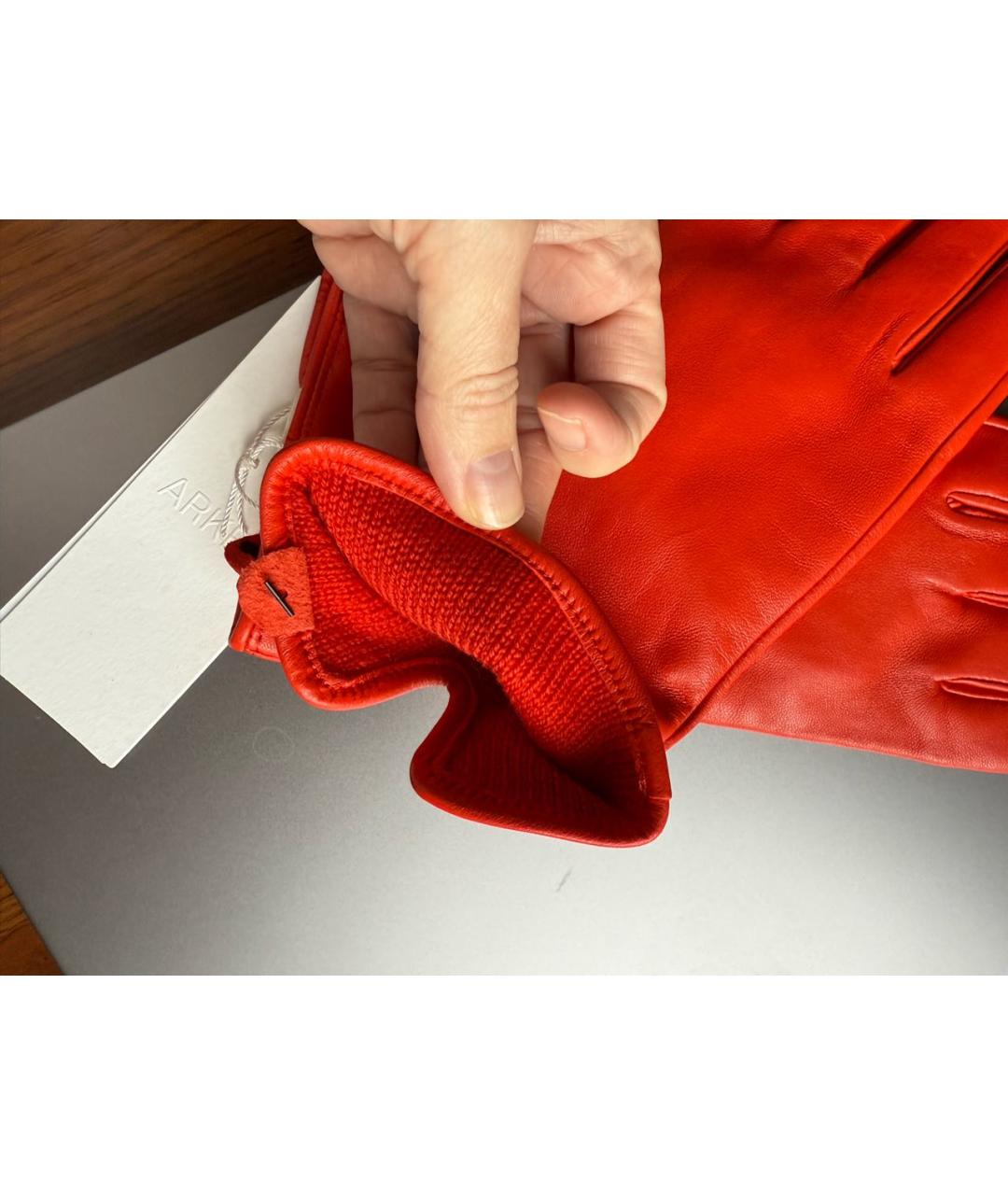 ARKET Красные кожаные перчатки, фото 4