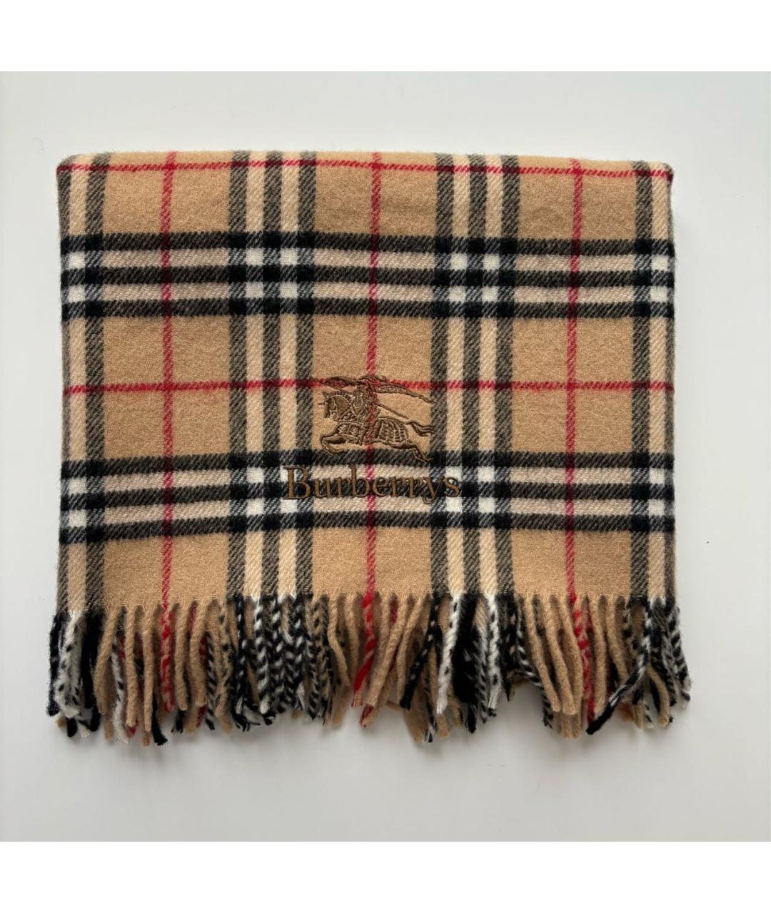BURBERRY Бежевый шерстяной шарф, фото 6