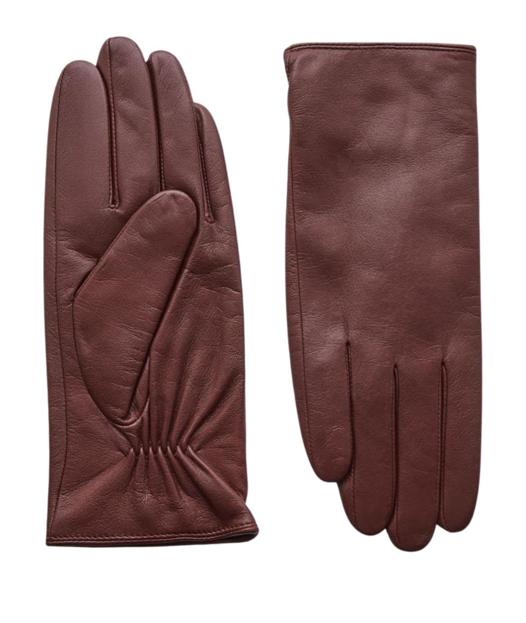 COS Бордовые кожаные перчатки, фото 1