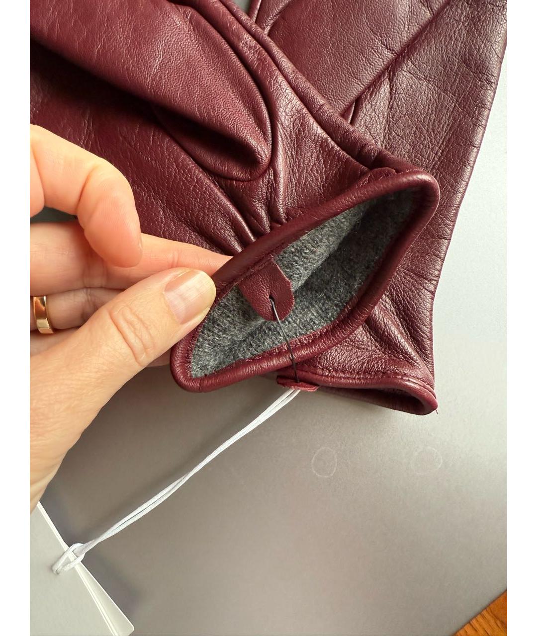 COS Бордовые кожаные перчатки, фото 3