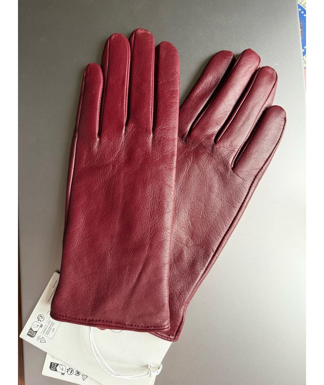COS Бордовые кожаные перчатки, фото 2