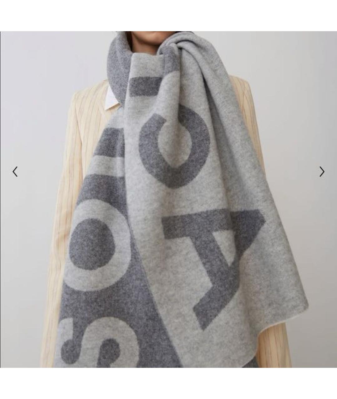 ACNE STUDIOS Антрацитовый шерстяной шарф, фото 4