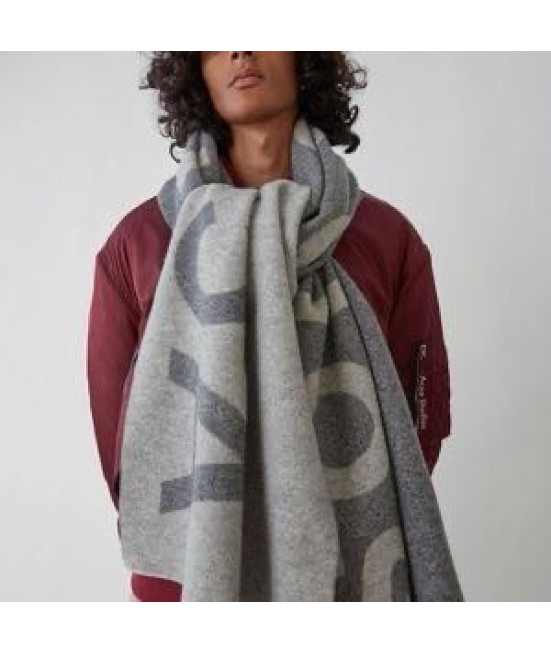 ACNE STUDIOS Антрацитовый шерстяной шарф, фото 5