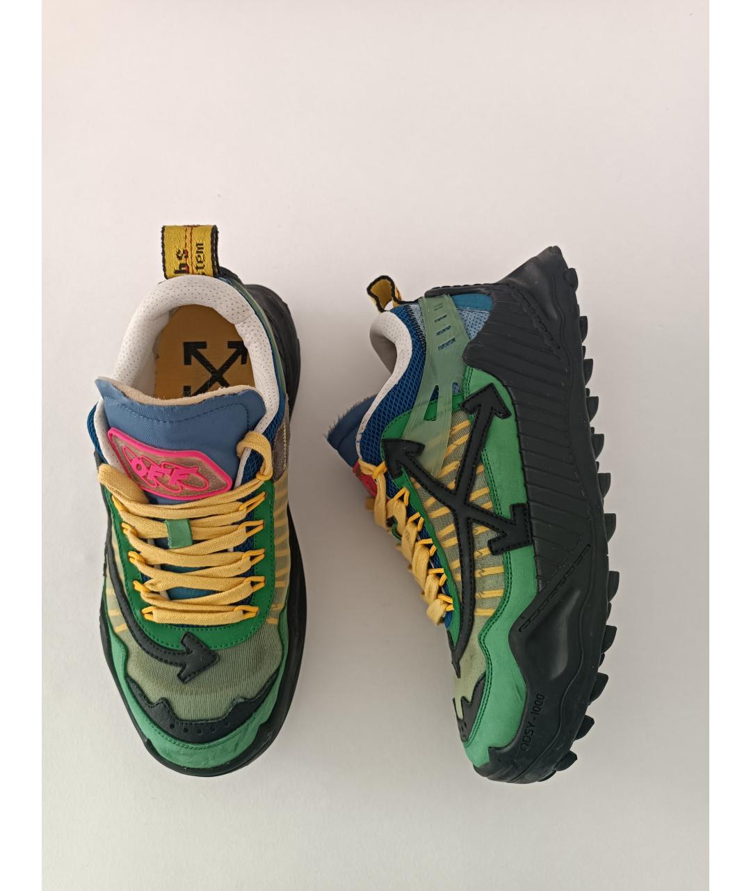 OFF-WHITE Зеленые кожаные кроссовки, фото 6