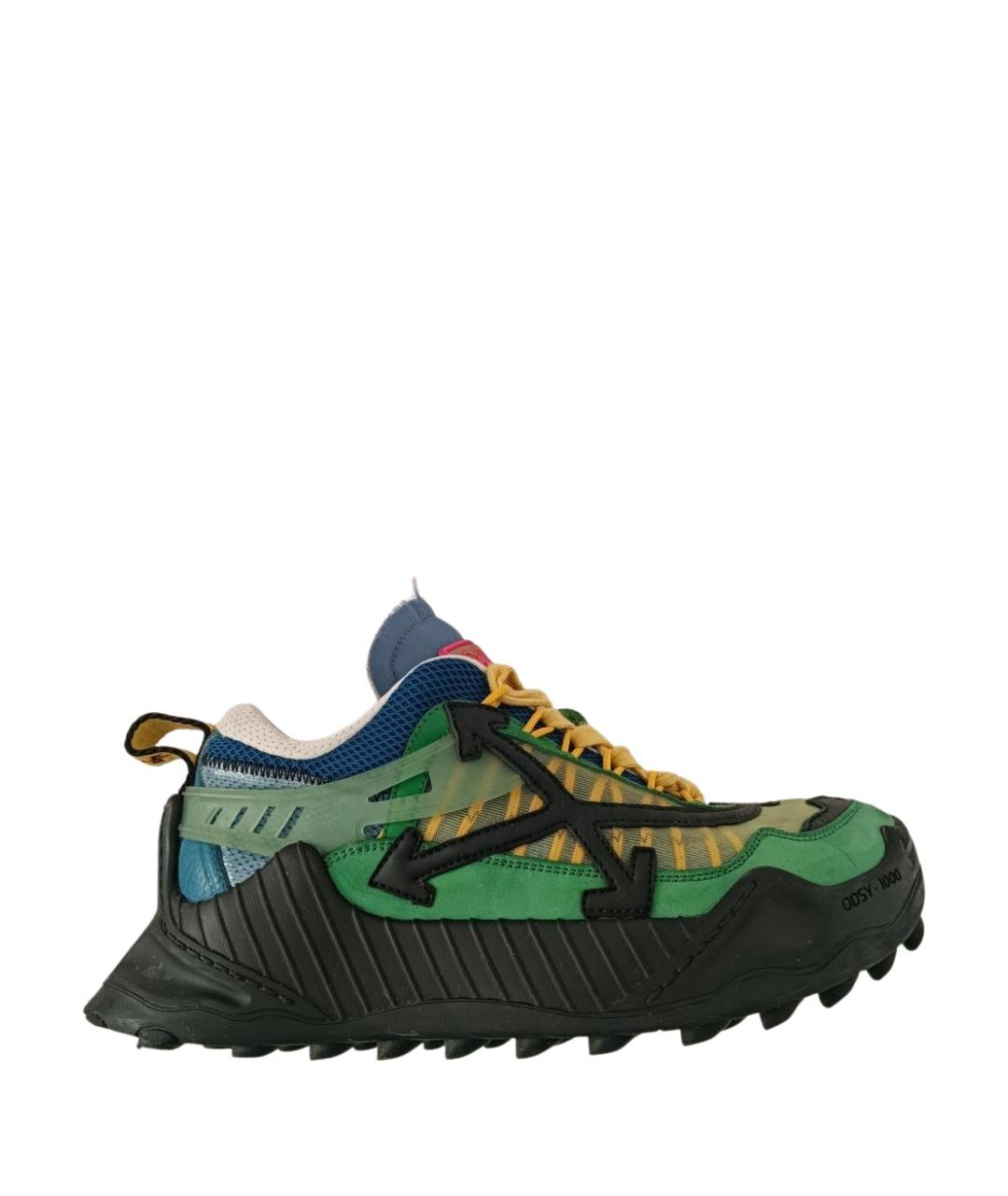 OFF-WHITE Зеленые кожаные кроссовки, фото 1