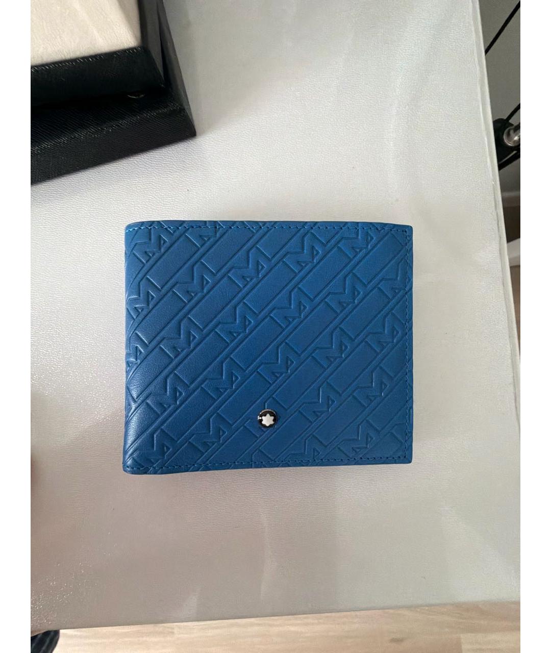MONTBLANC Синий кожаный кошелек, фото 5