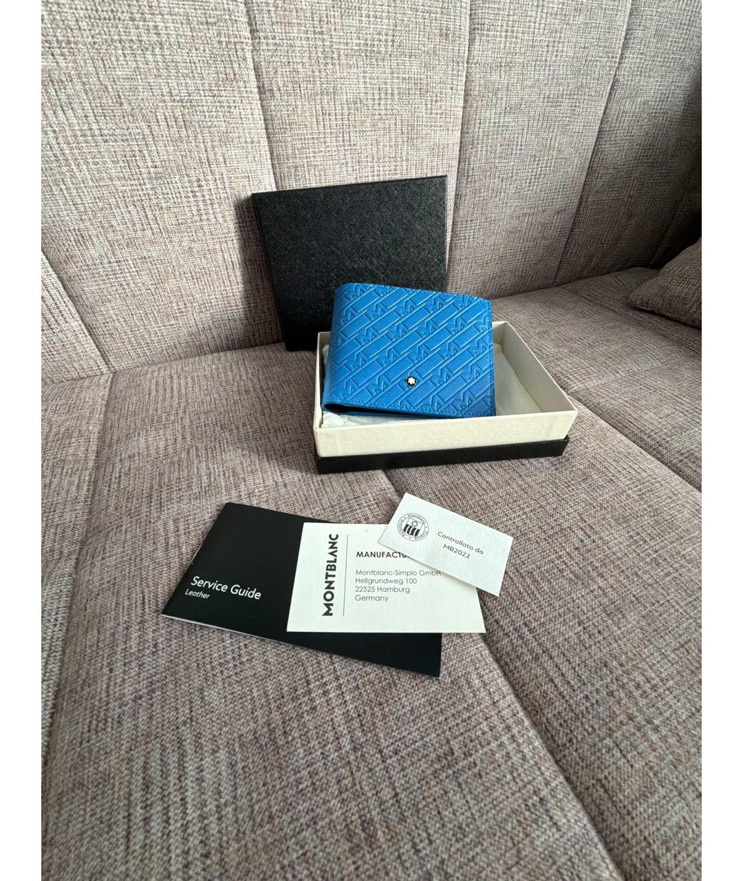 MONTBLANC Синий кожаный кошелек, фото 4