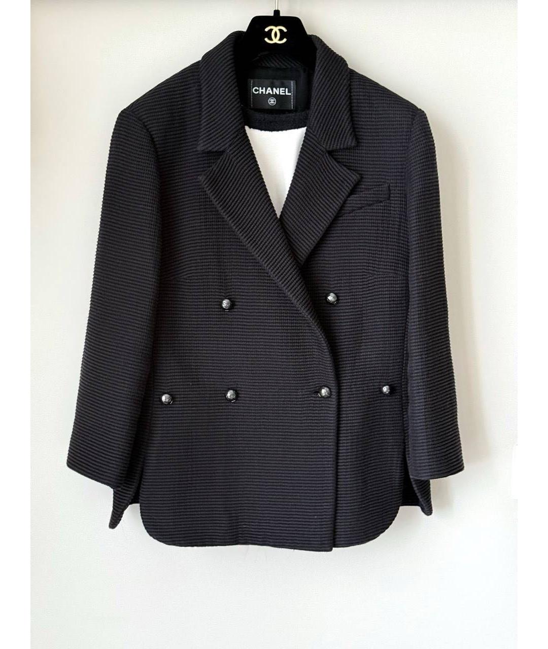 CHANEL Черный хлопковый жакет/пиджак, фото 4