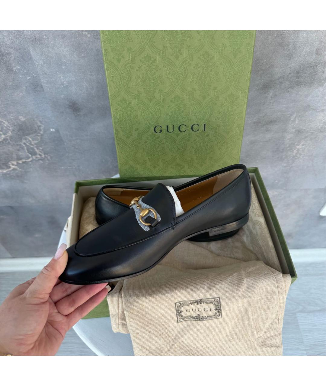 GUCCI Черные кожаные лоферы, фото 4