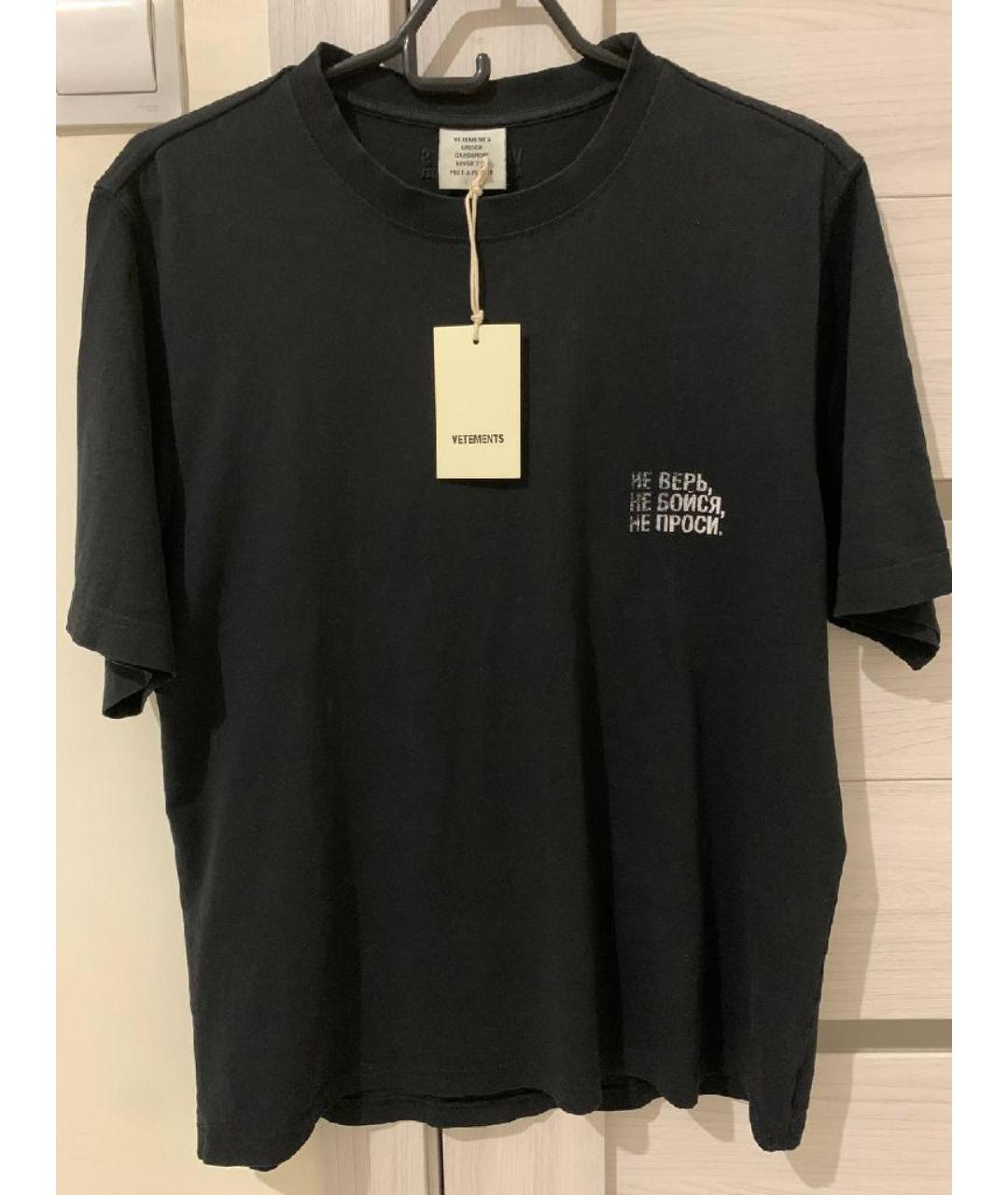 VETEMENTS Черная хлопковая футболка, фото 5