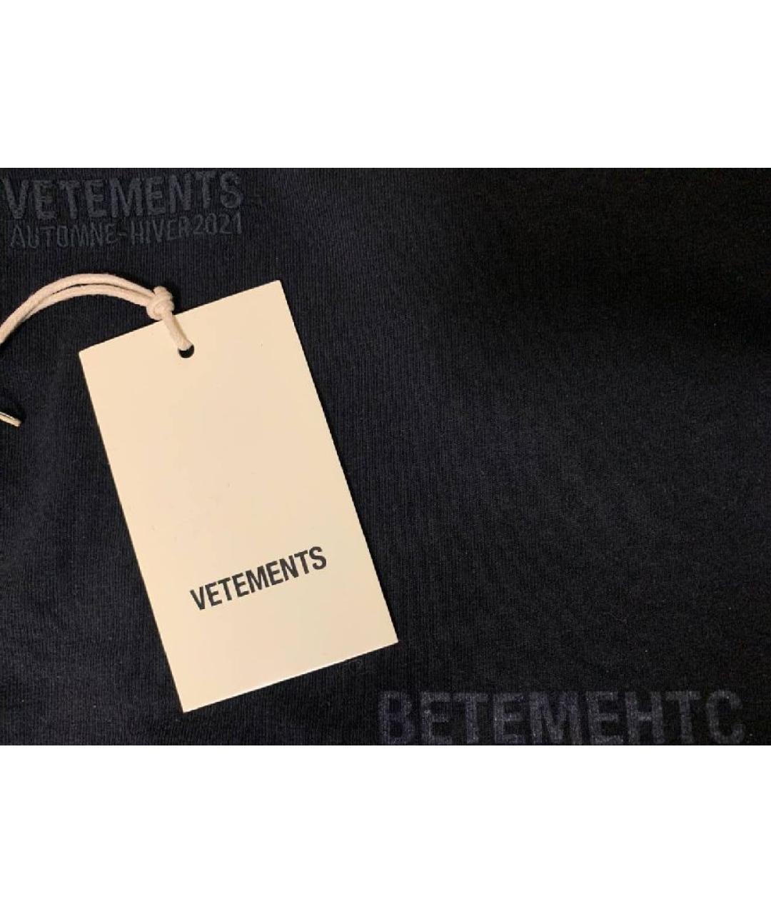 VETEMENTS Черная хлопковая футболка, фото 3