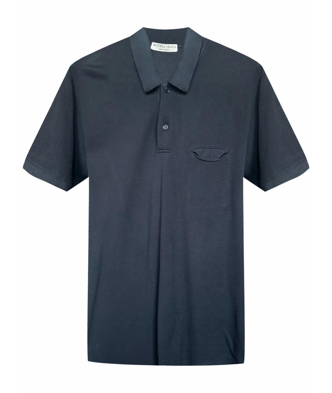 BOTTEGA VENETA Черное хлопковое поло с коротким рукавом, фото 1