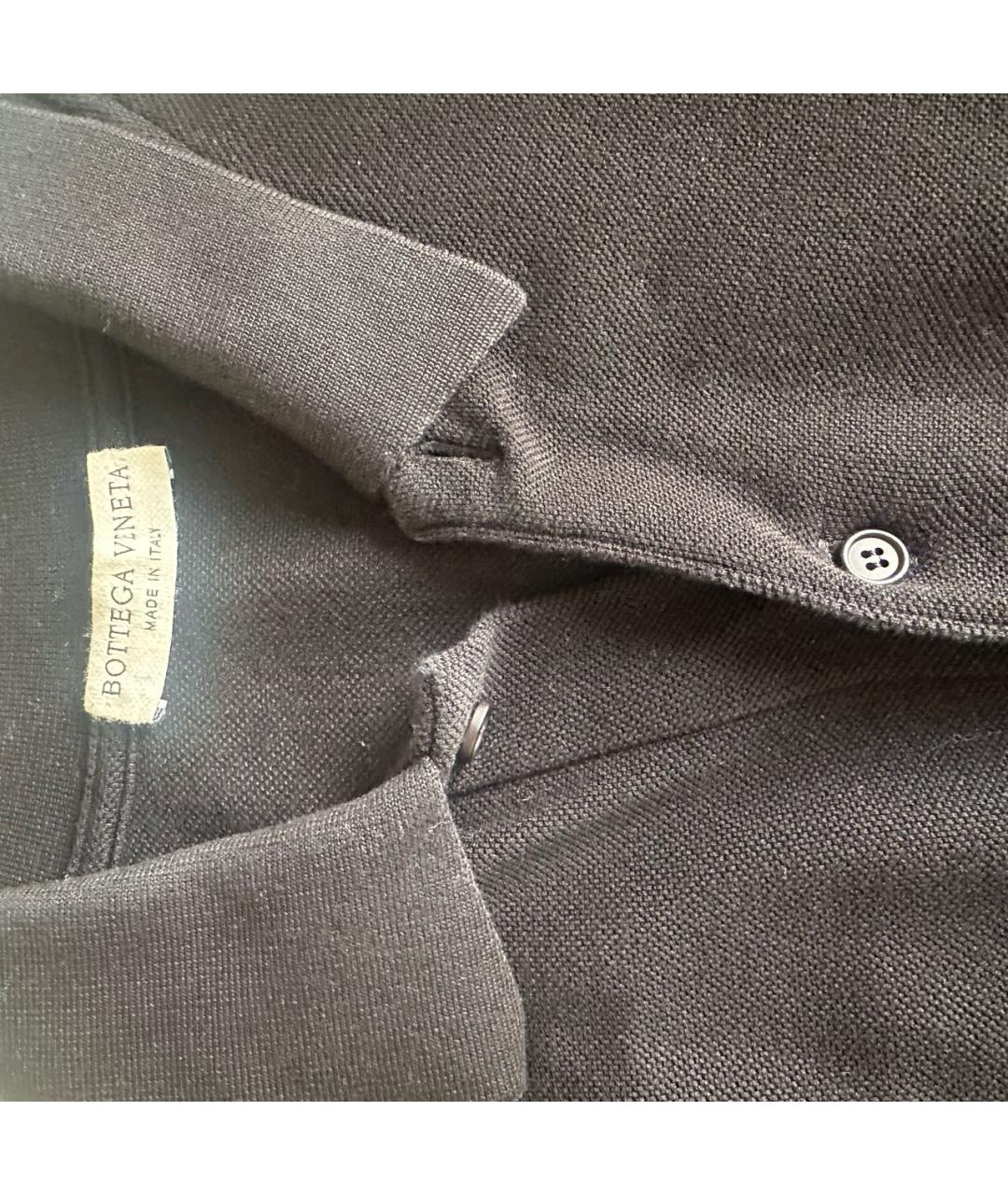 BOTTEGA VENETA Черное хлопковое поло с коротким рукавом, фото 4