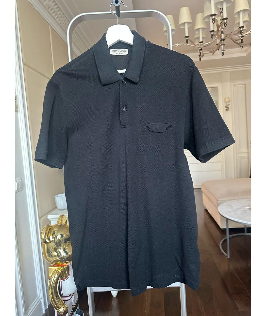 BOTTEGA VENETA Черное хлопковое поло с коротким рукавом, фото 5