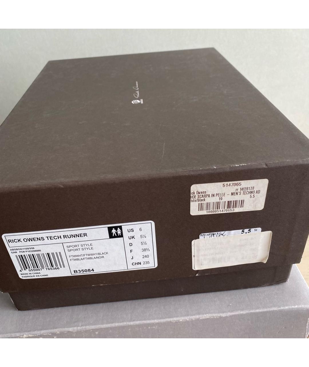 RICK OWENS Бежевые кожаные кроссовки, фото 4