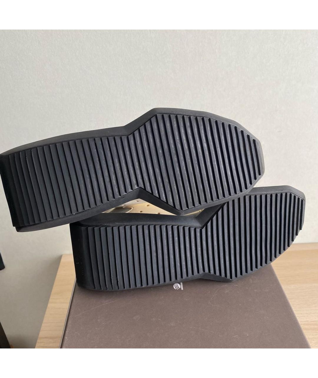 RICK OWENS Бежевые кожаные кроссовки, фото 8