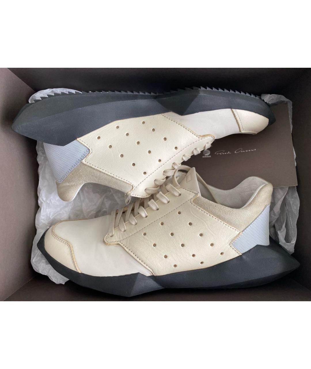 RICK OWENS Бежевые кожаные кроссовки, фото 3