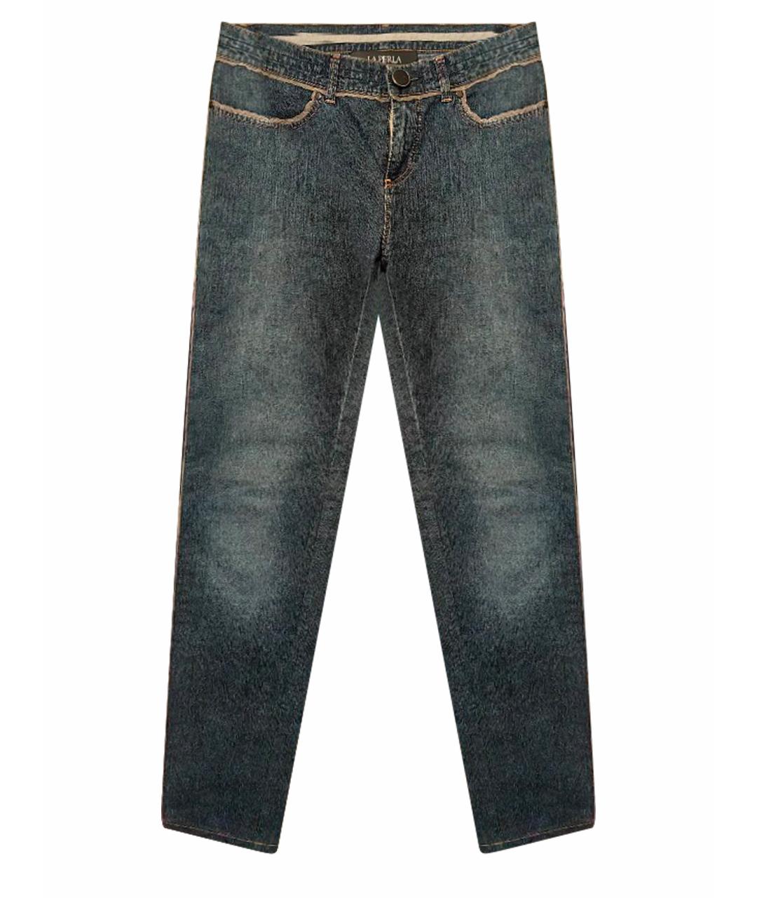 LA PERLA Темно-синие хлопковые джинсы слим, фото 1