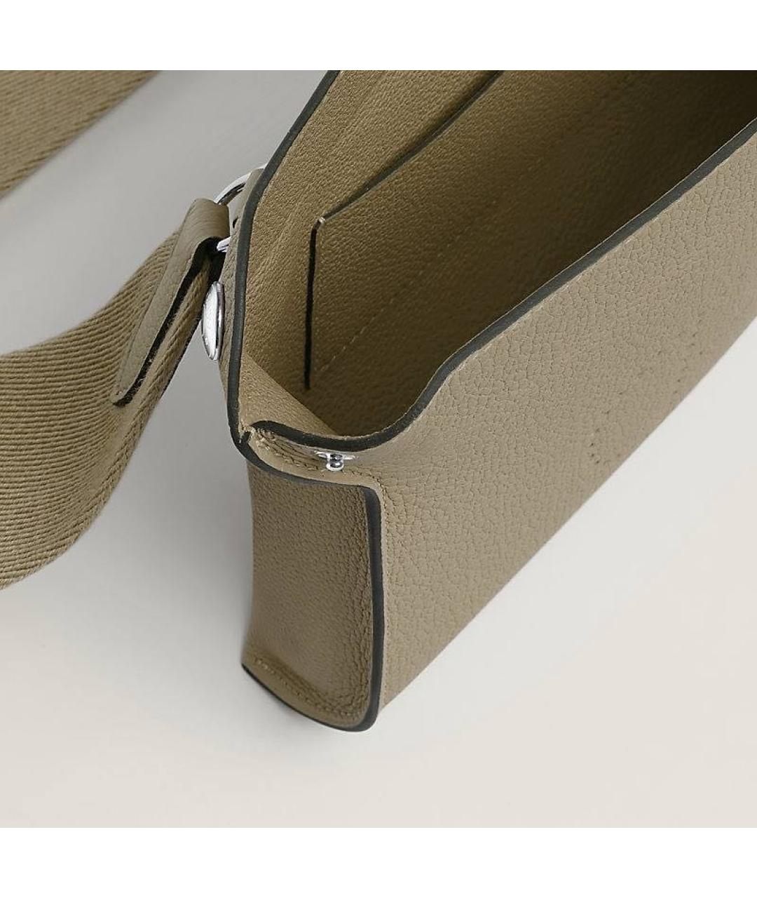 HERMES Бежевая кожаная сумка на плечо, фото 4