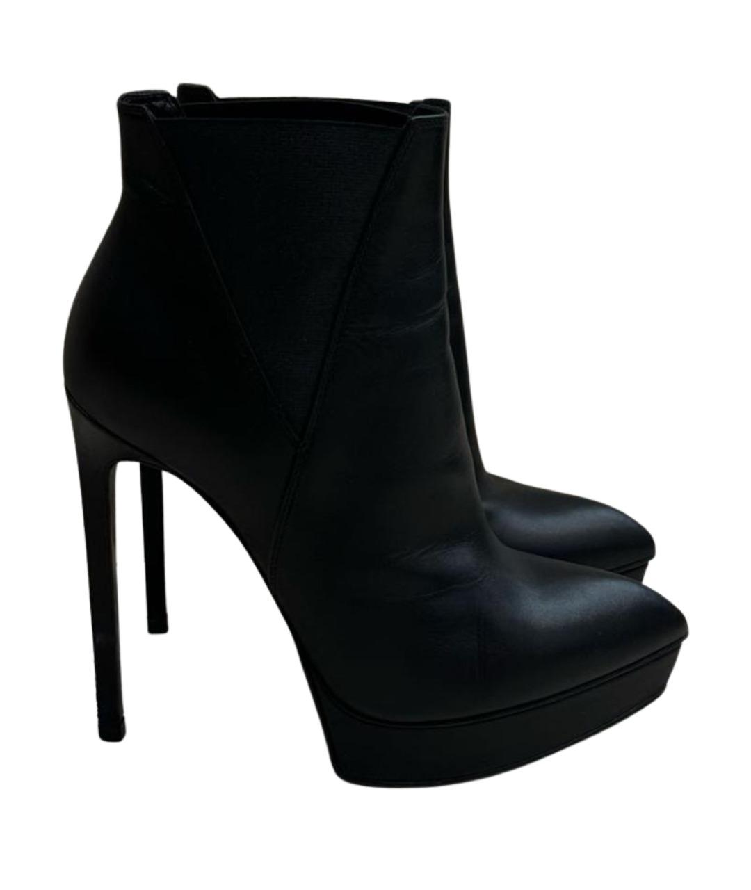 SAINT LAURENT Черные кожаные ботильоны, фото 1