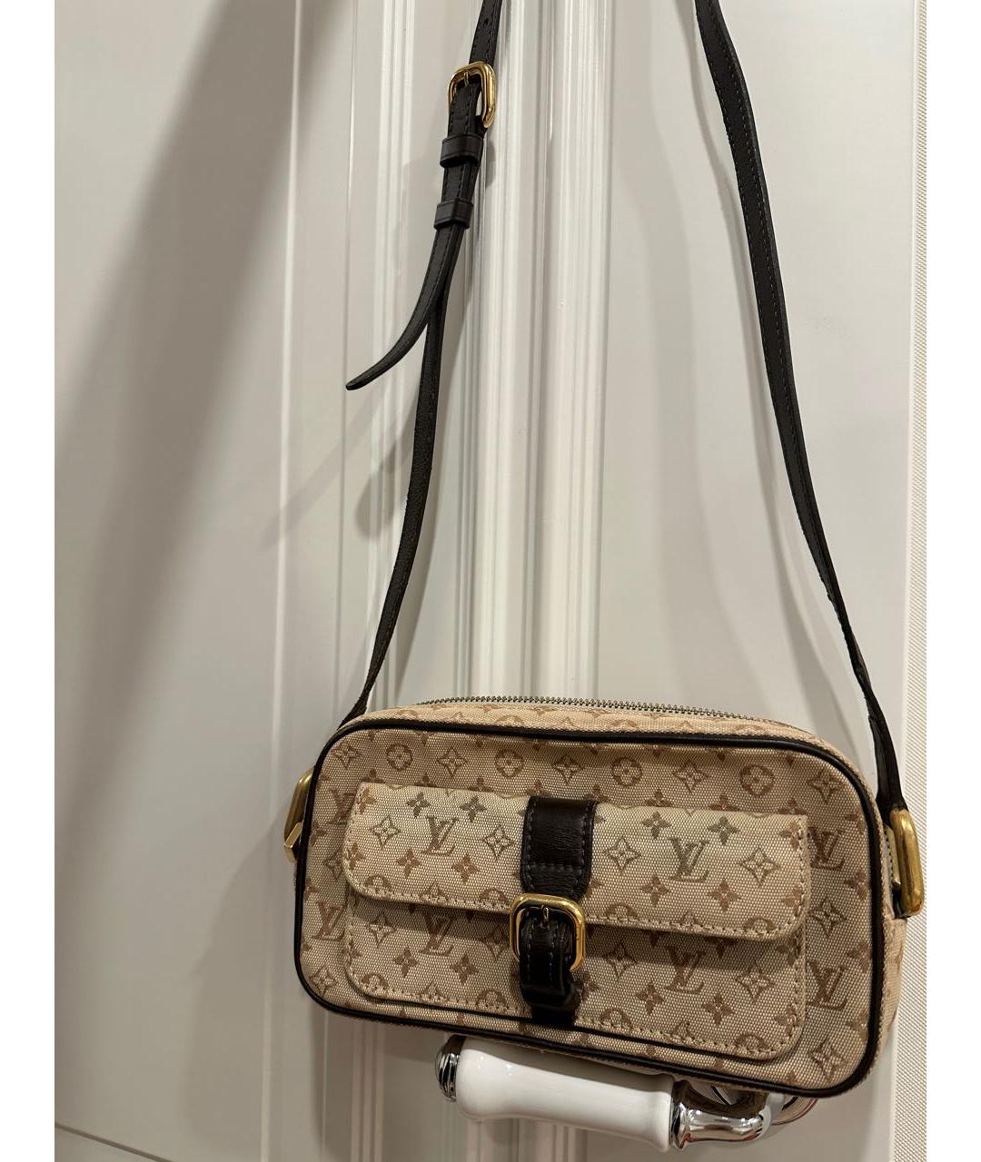 LOUIS VUITTON Бежевая тканевая сумка через плечо, фото 2