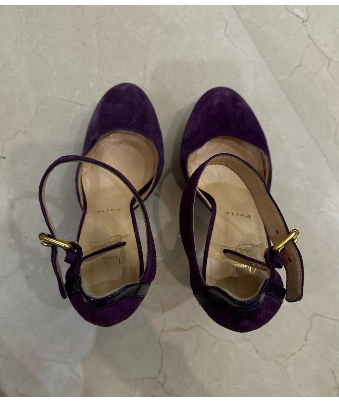 CHRISTIAN LOUBOUTIN Фиолетовые замшевые босоножки, фото 3