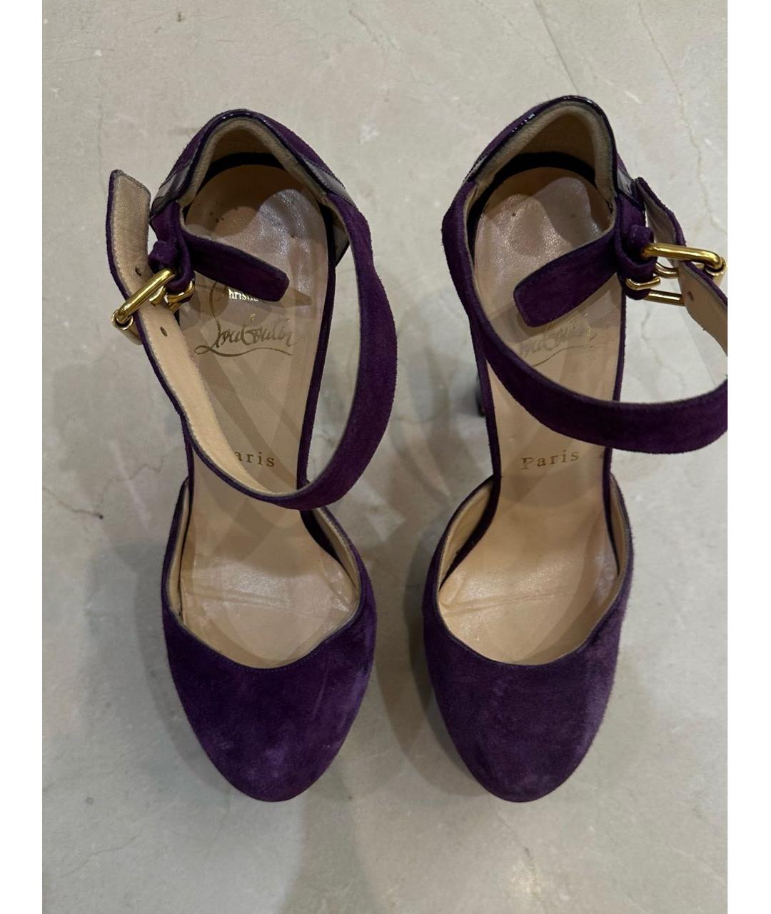 CHRISTIAN LOUBOUTIN Фиолетовые замшевые босоножки, фото 2