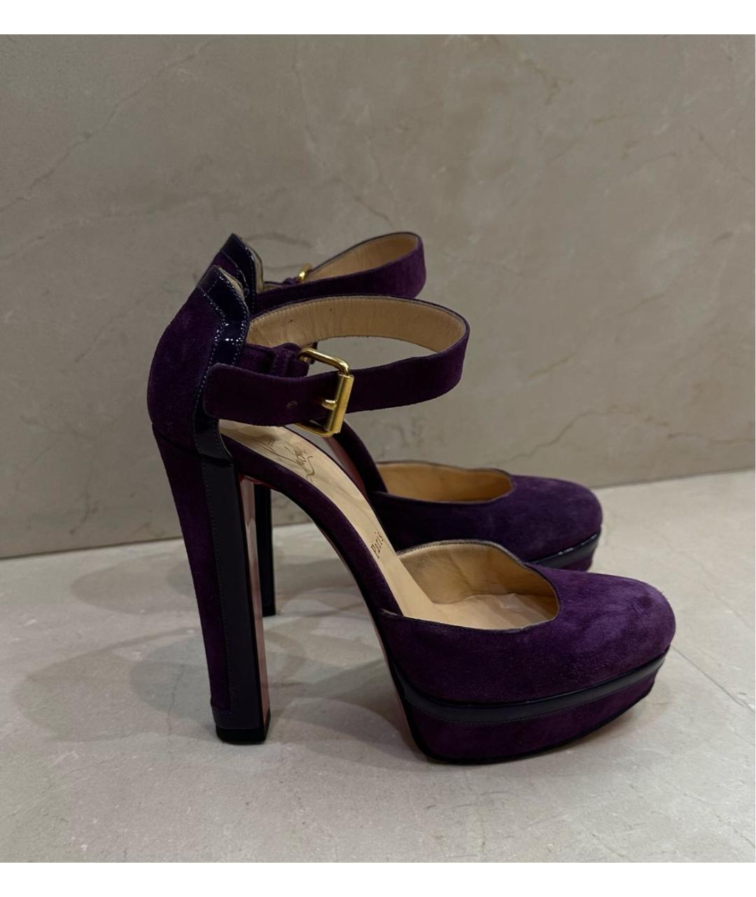 CHRISTIAN LOUBOUTIN Фиолетовые замшевые босоножки, фото 7