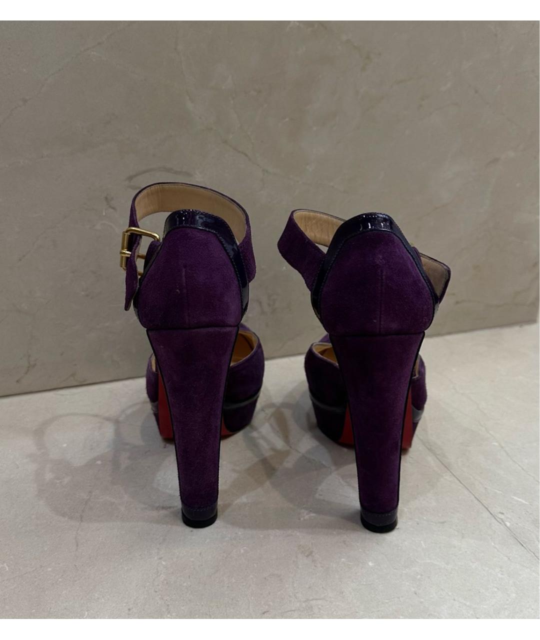 CHRISTIAN LOUBOUTIN Фиолетовые замшевые босоножки, фото 4