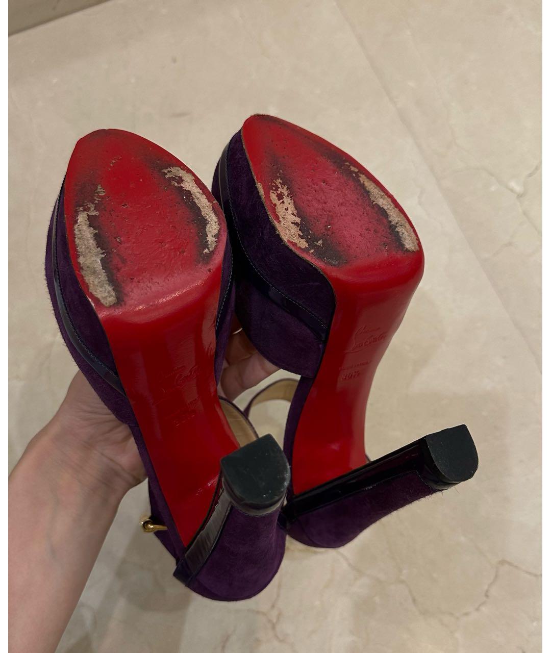 CHRISTIAN LOUBOUTIN Фиолетовые замшевые босоножки, фото 5