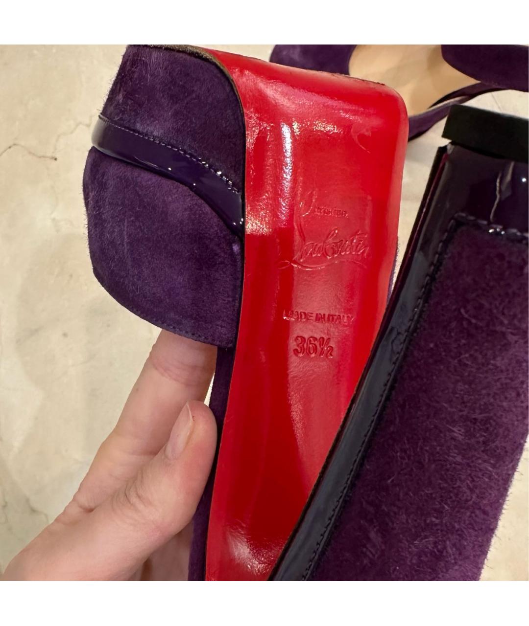 CHRISTIAN LOUBOUTIN Фиолетовые замшевые босоножки, фото 6