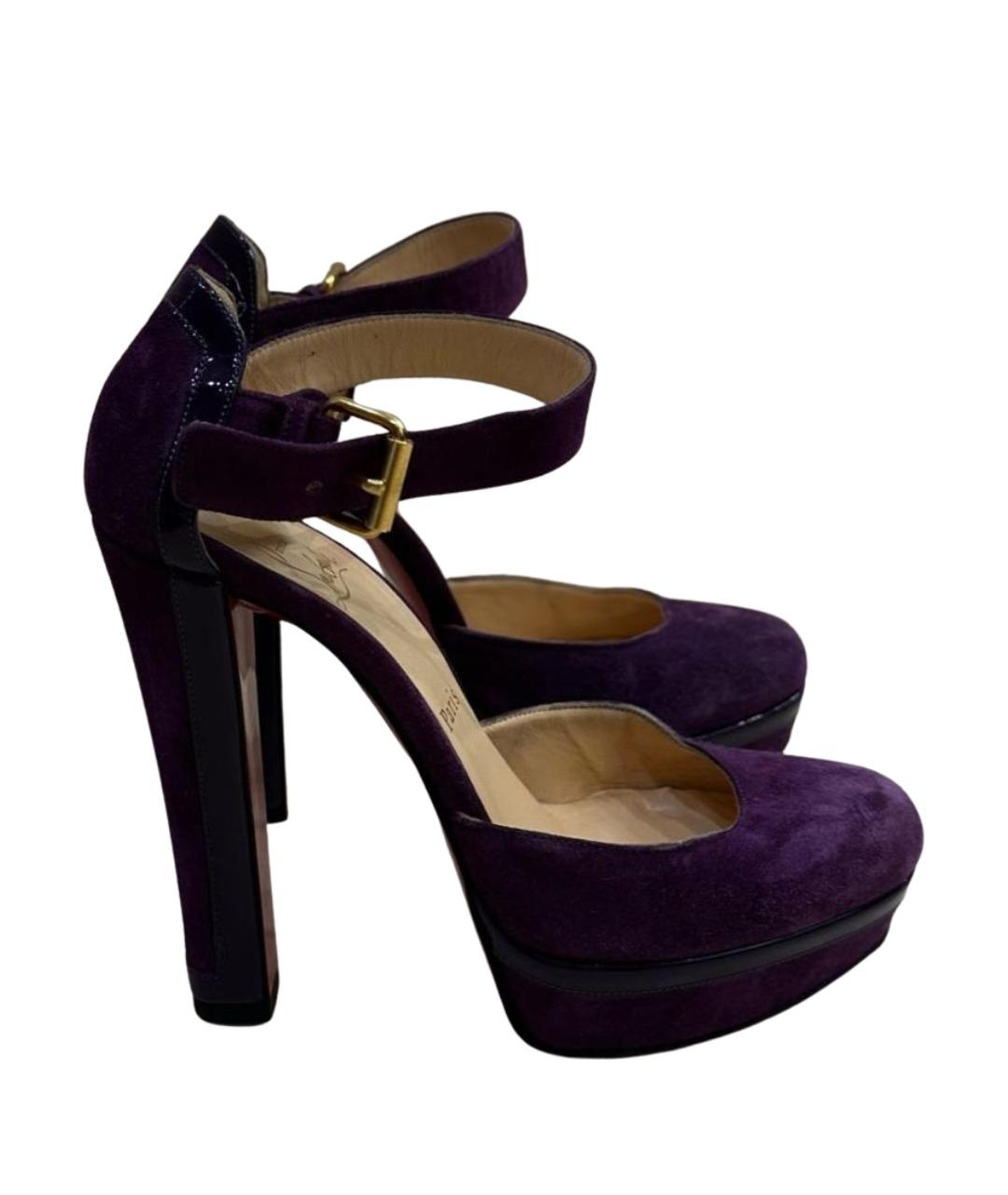 CHRISTIAN LOUBOUTIN Фиолетовые замшевые босоножки, фото 1