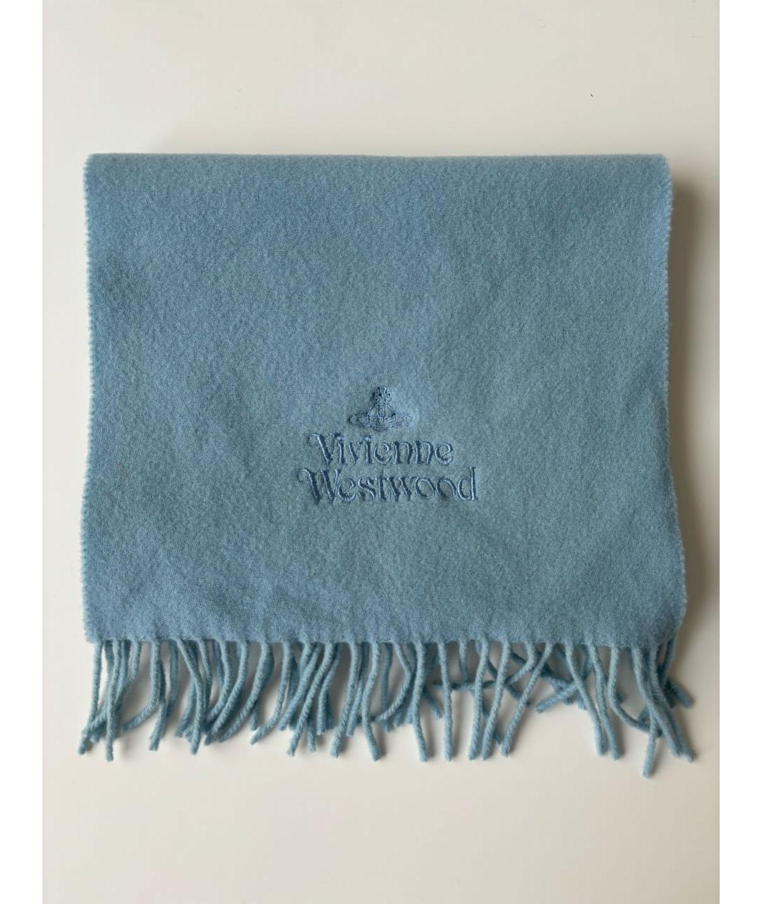 VIVIENNE WESTWOOD Голубой шерстяной шарф, фото 4