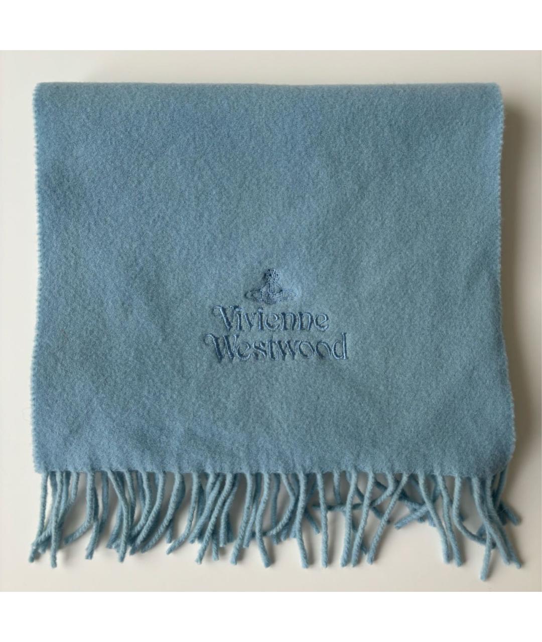 VIVIENNE WESTWOOD Голубой шерстяной шарф, фото 6