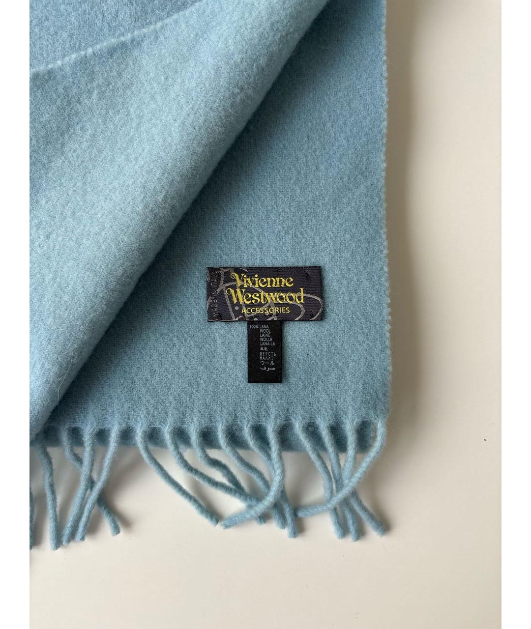 VIVIENNE WESTWOOD Голубой шерстяной шарф, фото 3