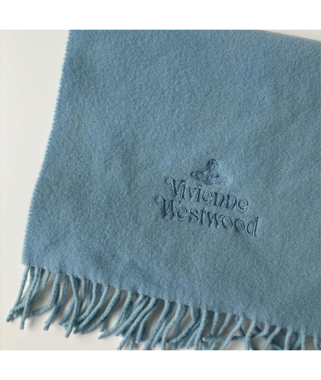 VIVIENNE WESTWOOD Голубой шерстяной шарф, фото 2