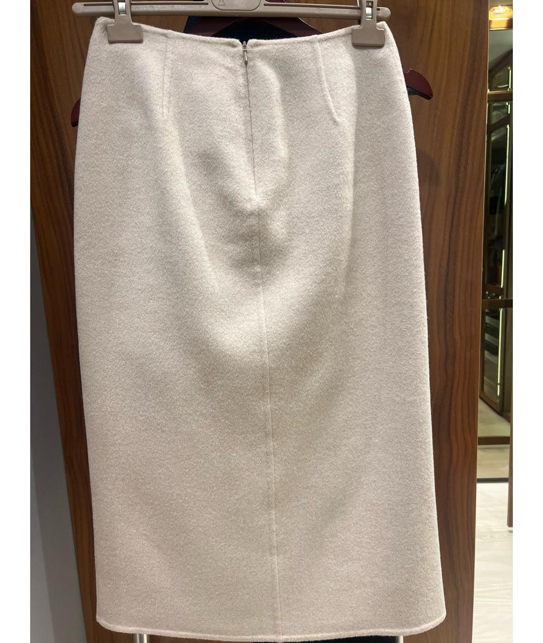 MAX MARA Бежевая шерстяная юбка миди, фото 3