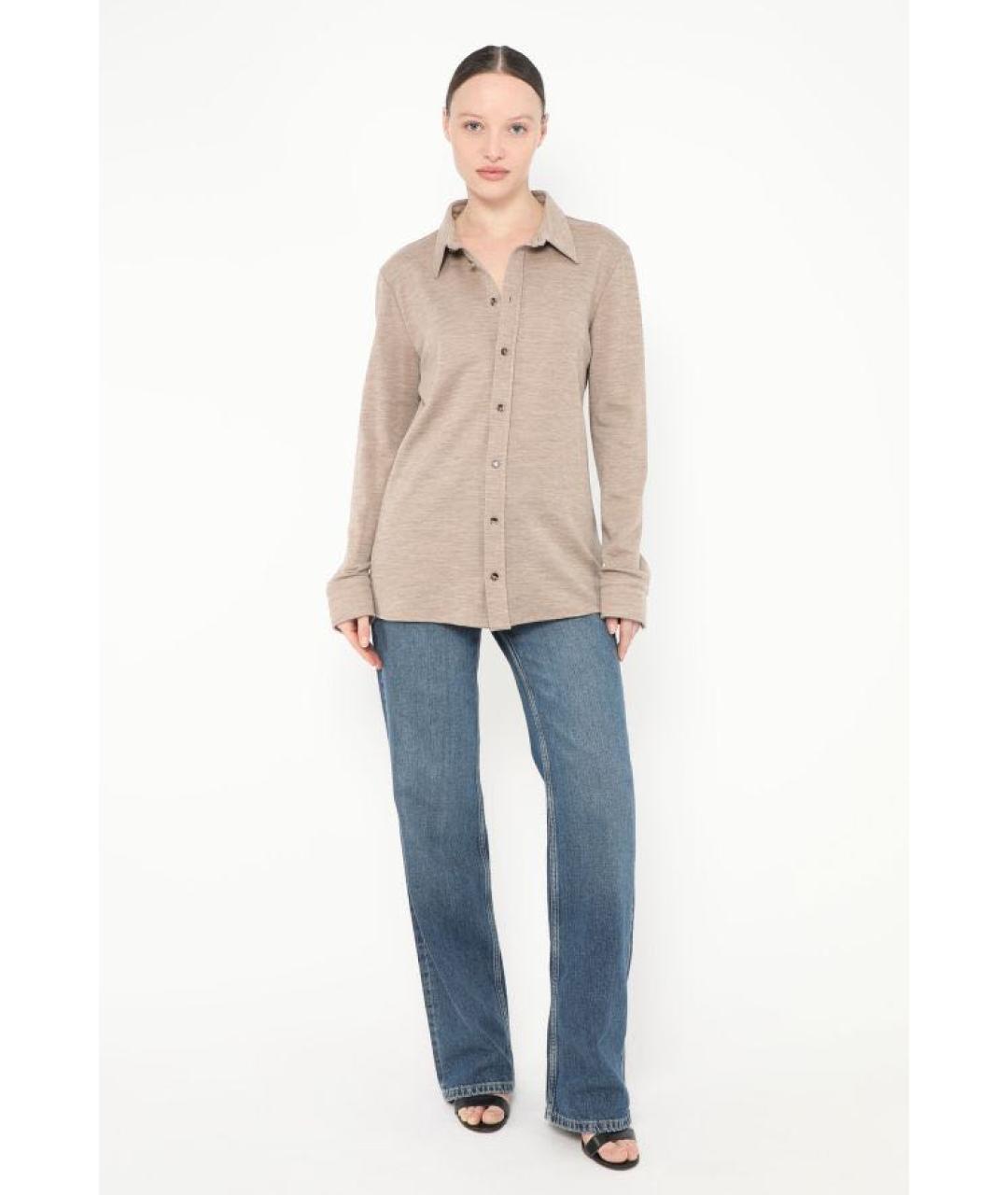 BOTTEGA VENETA Бежевая шерстяная рубашка, фото 7