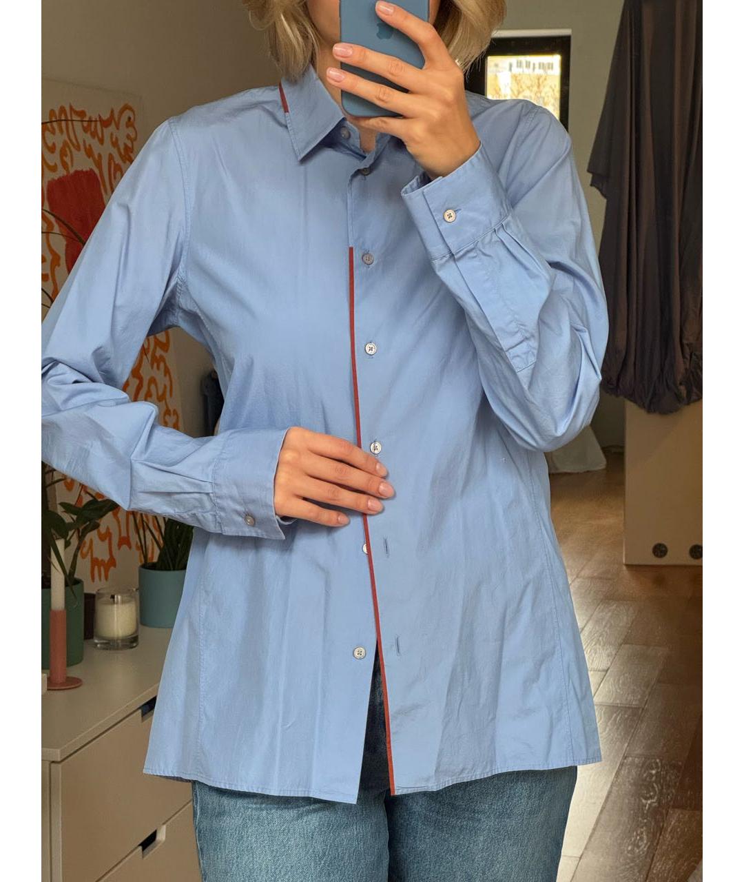 JIL SANDER Голубая хлопковая рубашка, фото 4