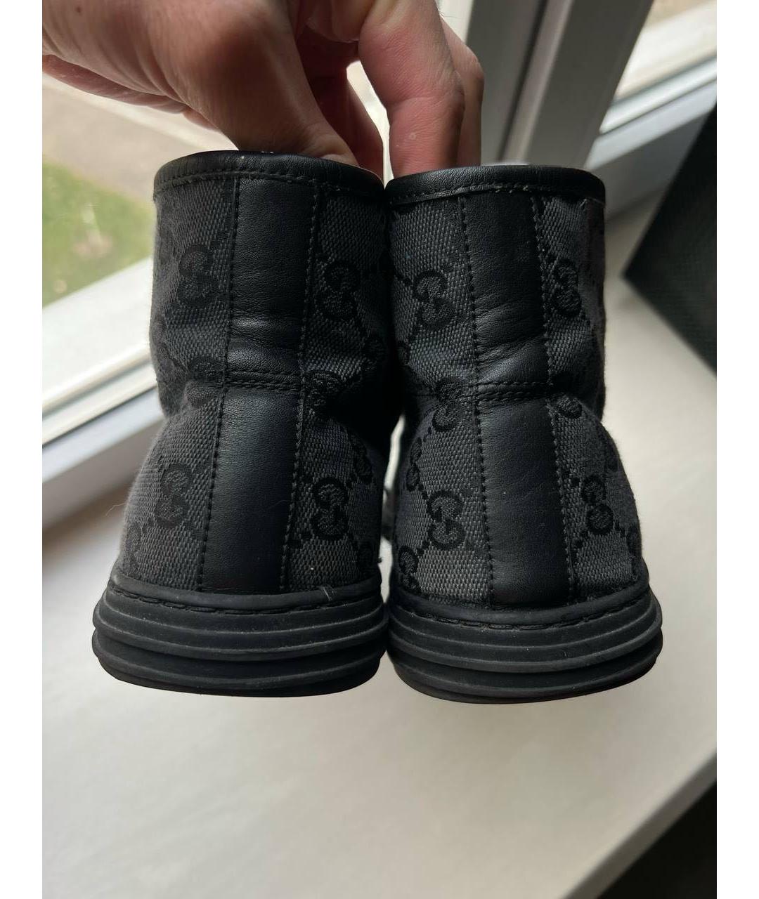 GUCCI Черные текстильные высокие кроссовки / кеды, фото 3