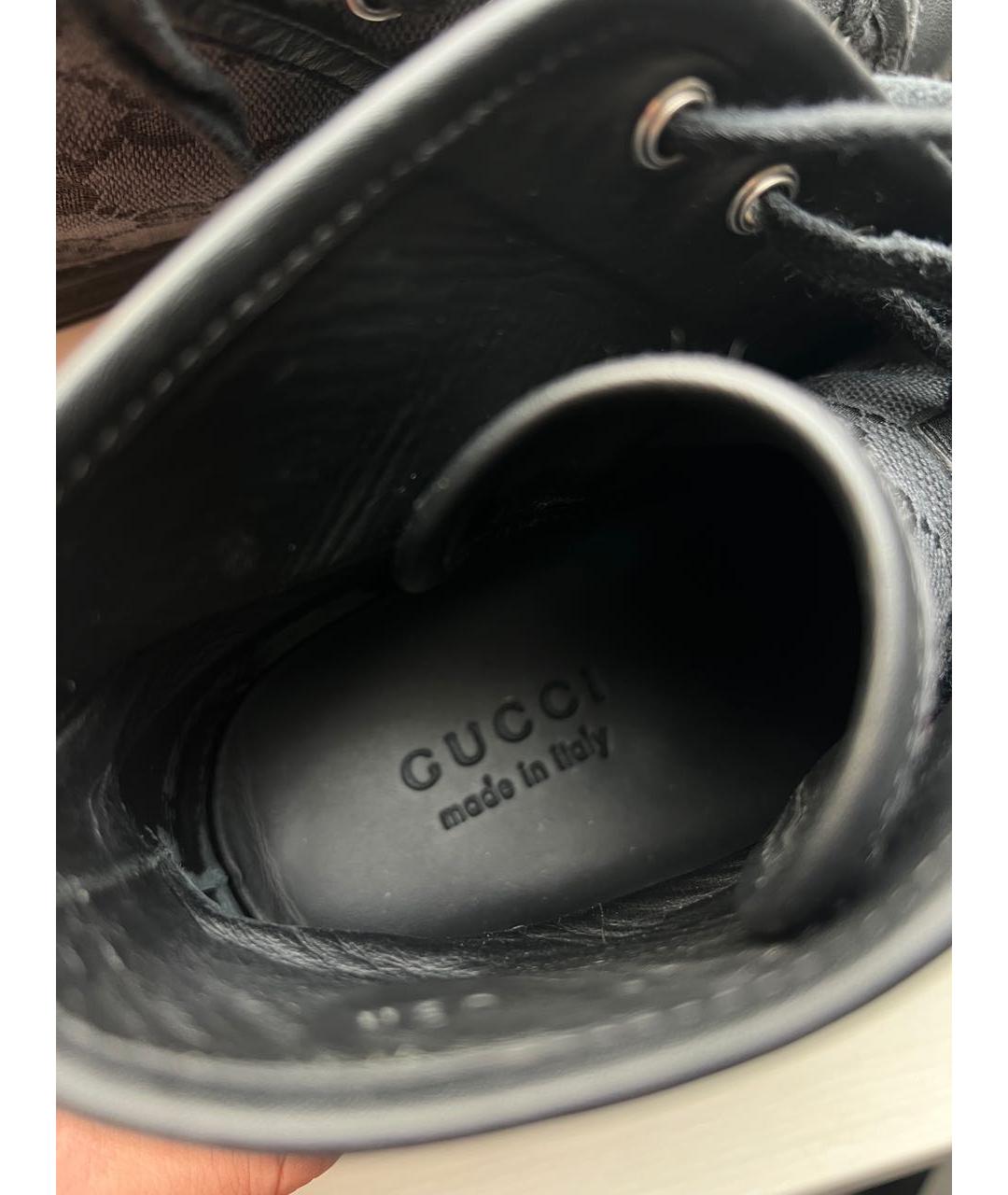 GUCCI Черные текстильные высокие кроссовки / кеды, фото 6