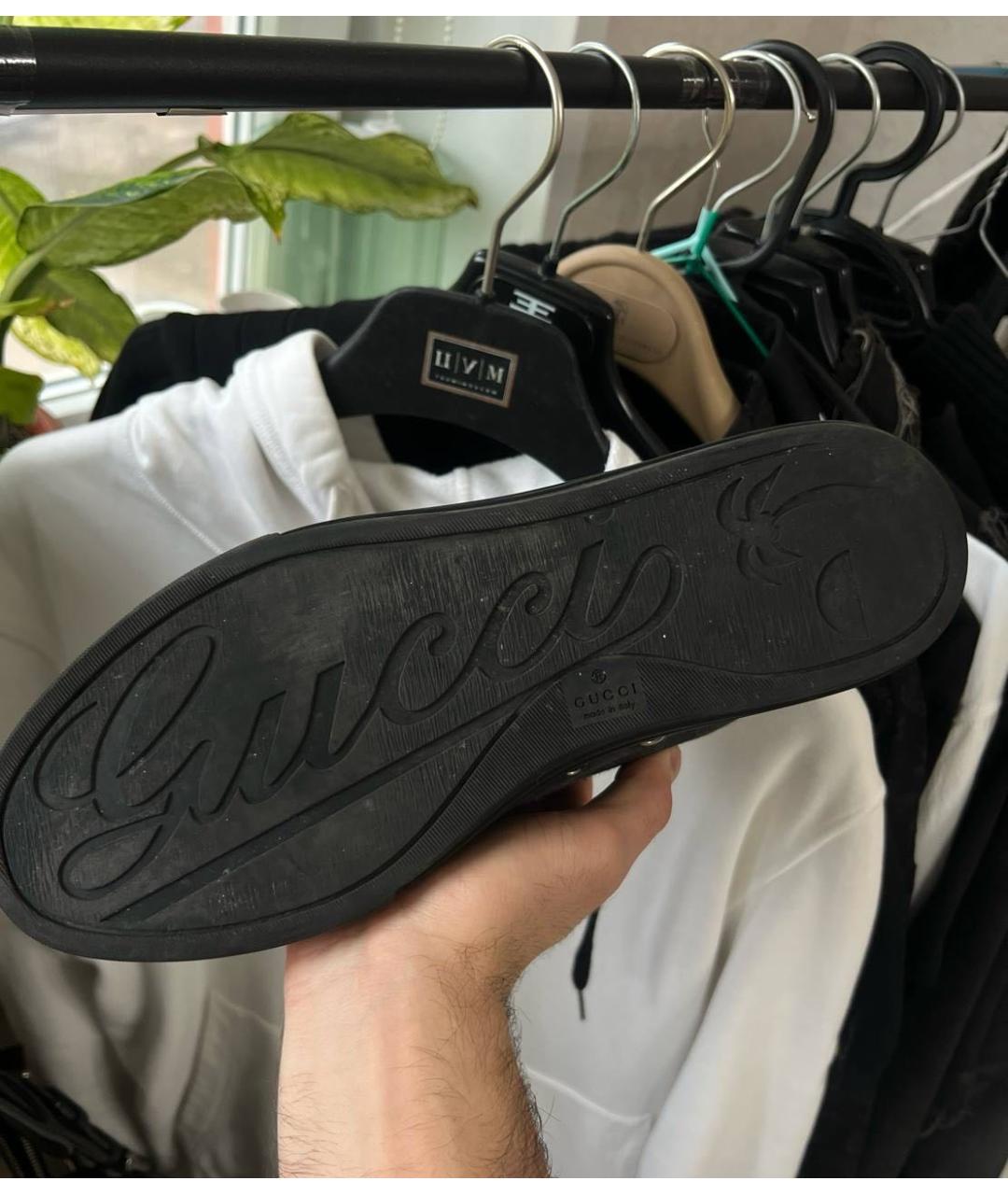 GUCCI Черные текстильные высокие кроссовки / кеды, фото 5